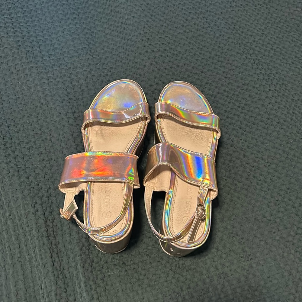 Dolls Kill Holographic Iridescent Platform Sandals